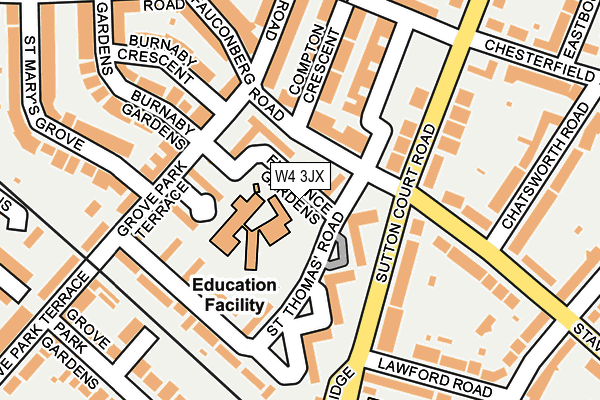 W4 3JX map - OS OpenMap – Local (Ordnance Survey)