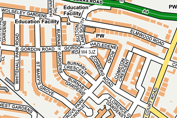 W4 3JZ map - OS OpenMap – Local (Ordnance Survey)