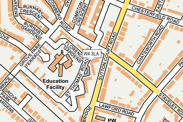 W4 3LA map - OS OpenMap – Local (Ordnance Survey)