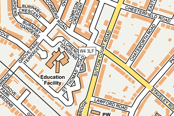 W4 3LF map - OS OpenMap – Local (Ordnance Survey)