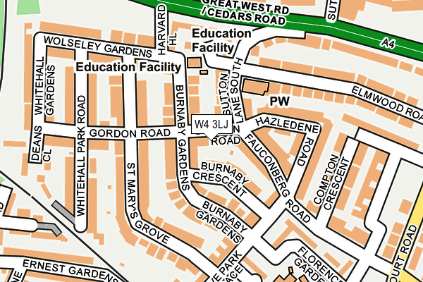 W4 3LJ map - OS OpenMap – Local (Ordnance Survey)