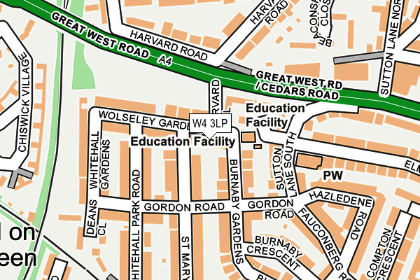 W4 3LP map - OS OpenMap – Local (Ordnance Survey)