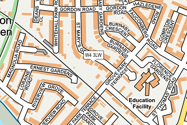 W4 3LW map - OS OpenMap – Local (Ordnance Survey)