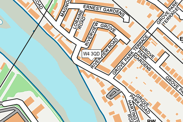 W4 3QD map - OS OpenMap – Local (Ordnance Survey)