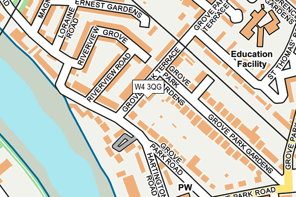 W4 3QG map - OS OpenMap – Local (Ordnance Survey)