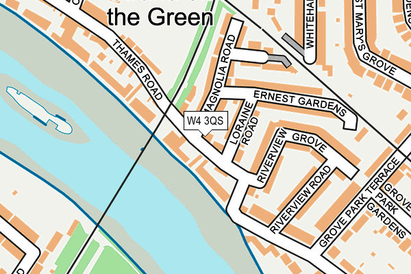W4 3QS map - OS OpenMap – Local (Ordnance Survey)