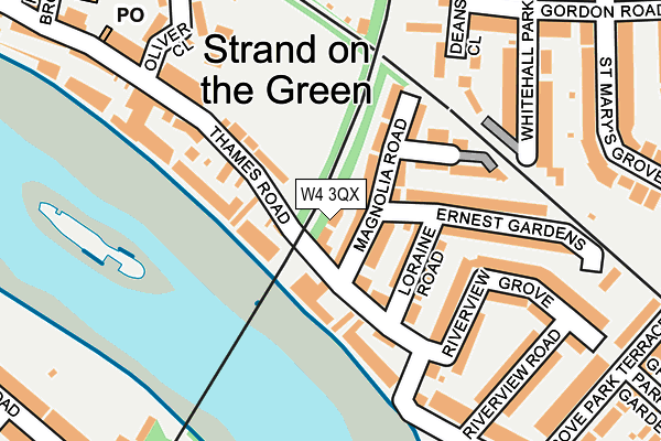 W4 3QX map - OS OpenMap – Local (Ordnance Survey)