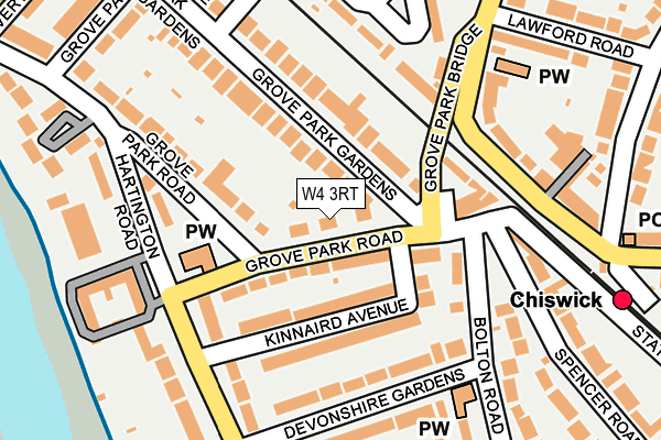 W4 3RT map - OS OpenMap – Local (Ordnance Survey)