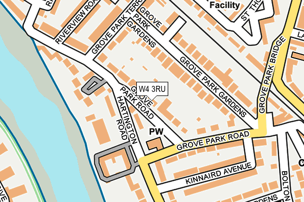 W4 3RU map - OS OpenMap – Local (Ordnance Survey)
