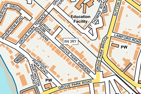 W4 3RY map - OS OpenMap – Local (Ordnance Survey)