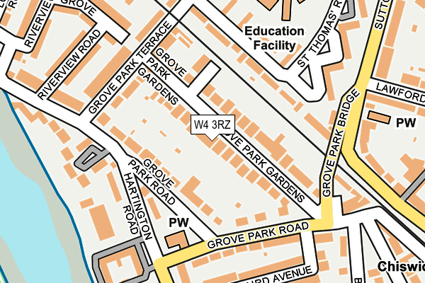 W4 3RZ map - OS OpenMap – Local (Ordnance Survey)