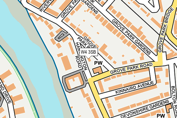 W4 3SB map - OS OpenMap – Local (Ordnance Survey)