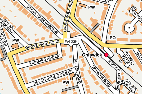 W4 3SF map - OS OpenMap – Local (Ordnance Survey)