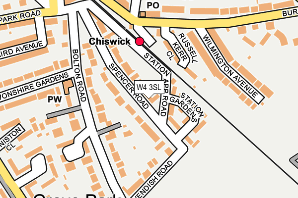 W4 3SL map - OS OpenMap – Local (Ordnance Survey)