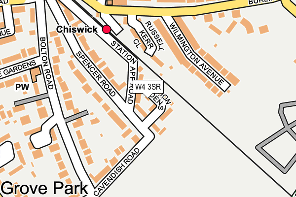 W4 3SR map - OS OpenMap – Local (Ordnance Survey)