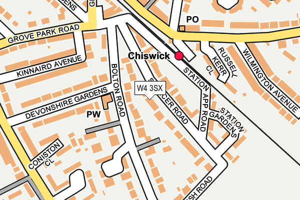 W4 3SX map - OS OpenMap – Local (Ordnance Survey)