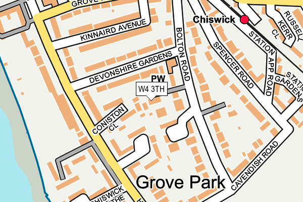 W4 3TH map - OS OpenMap – Local (Ordnance Survey)