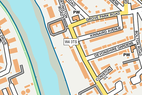 W4 3TS map - OS OpenMap – Local (Ordnance Survey)