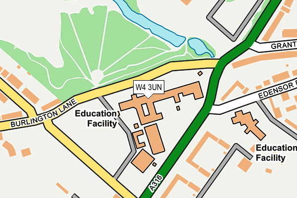 W4 3UN map - OS OpenMap – Local (Ordnance Survey)