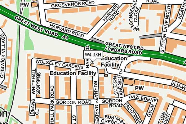 W4 3XH map - OS OpenMap – Local (Ordnance Survey)