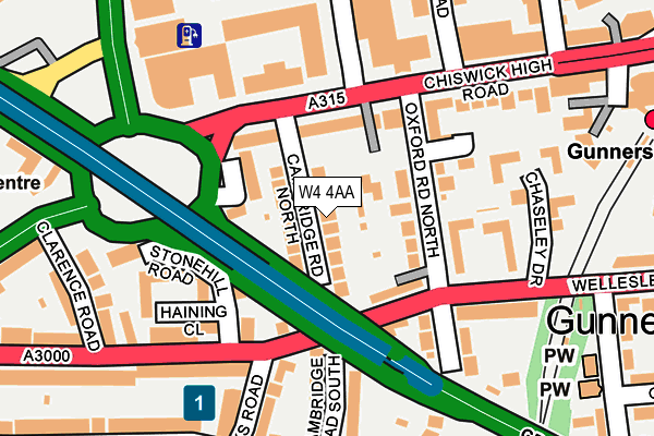 W4 4AA map - OS OpenMap – Local (Ordnance Survey)