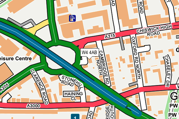 W4 4AB map - OS OpenMap – Local (Ordnance Survey)