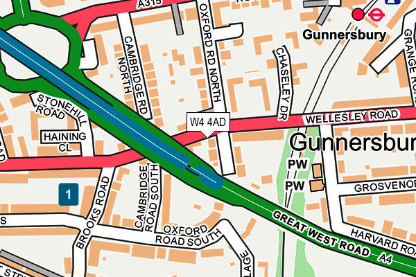 W4 4AD map - OS OpenMap – Local (Ordnance Survey)