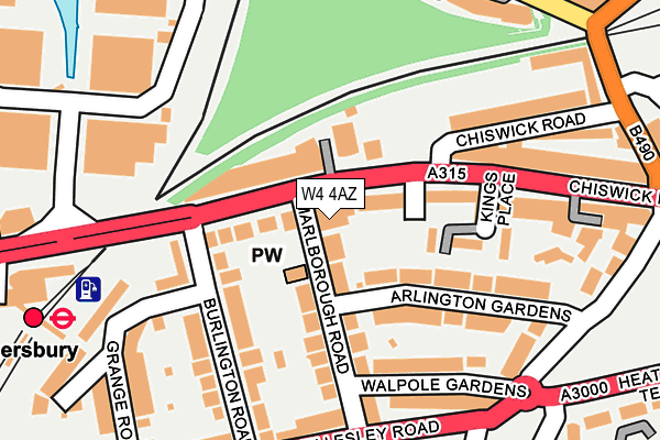 W4 4AZ map - OS OpenMap – Local (Ordnance Survey)