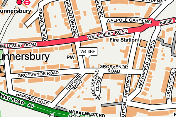 W4 4BE map - OS OpenMap – Local (Ordnance Survey)