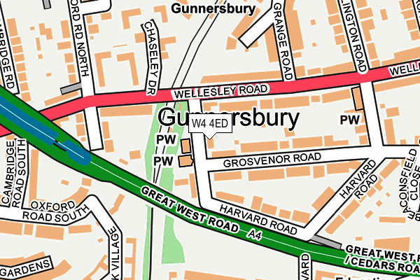 W4 4ED map - OS OpenMap – Local (Ordnance Survey)