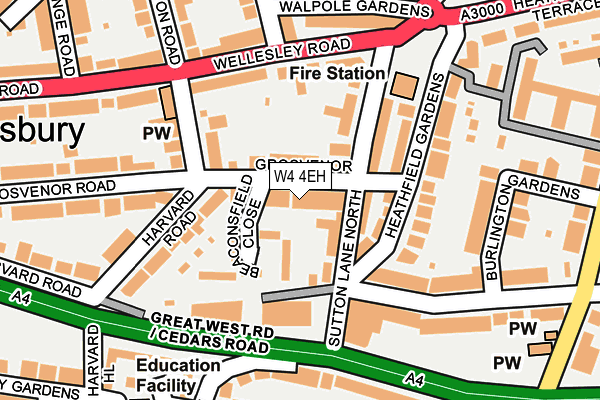 W4 4EH map - OS OpenMap – Local (Ordnance Survey)