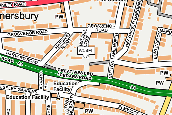 W4 4EL map - OS OpenMap – Local (Ordnance Survey)