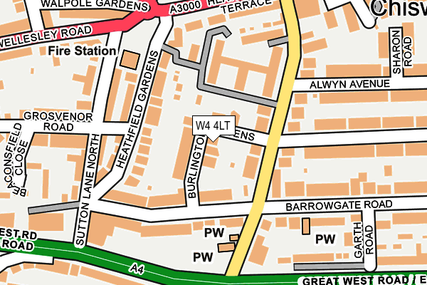 W4 4LT map - OS OpenMap – Local (Ordnance Survey)