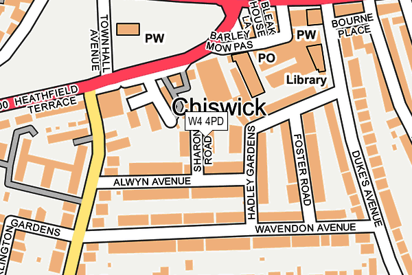 W4 4PD map - OS OpenMap – Local (Ordnance Survey)