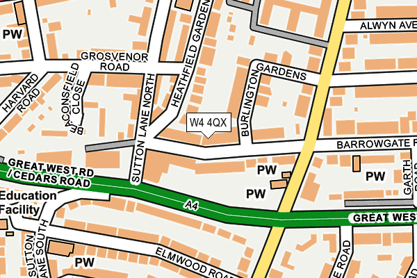 W4 4QX map - OS OpenMap – Local (Ordnance Survey)