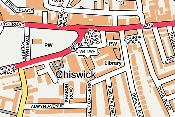 W4 4WR map - OS OpenMap – Local (Ordnance Survey)