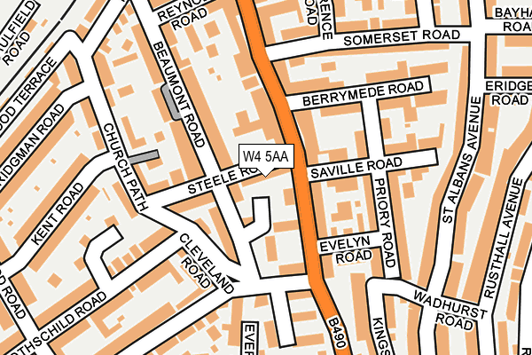 W4 5AA map - OS OpenMap – Local (Ordnance Survey)