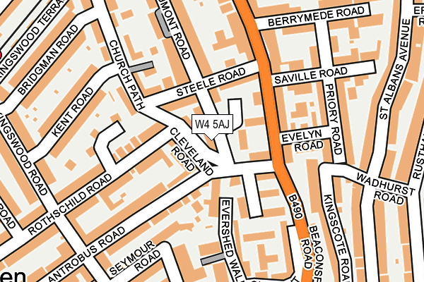 W4 5AJ map - OS OpenMap – Local (Ordnance Survey)