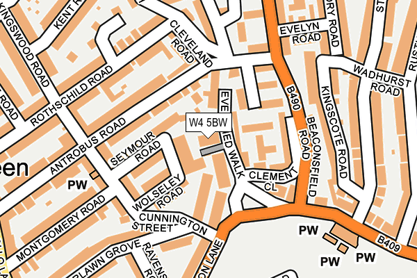 W4 5BW map - OS OpenMap – Local (Ordnance Survey)