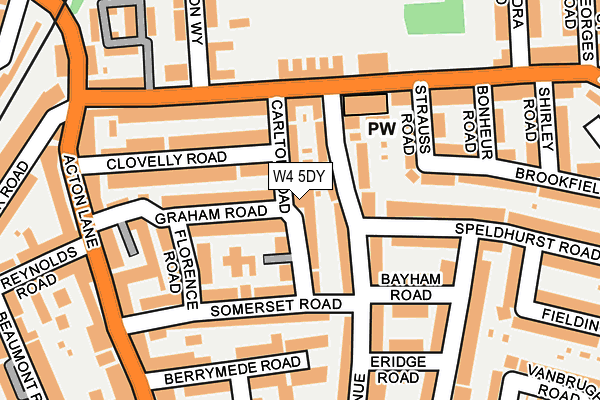 W4 5DY map - OS OpenMap – Local (Ordnance Survey)