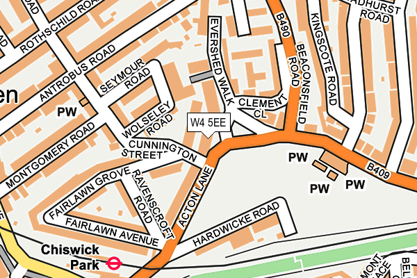 W4 5EE map - OS OpenMap – Local (Ordnance Survey)