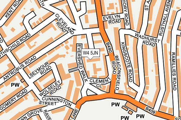 W4 5JN map - OS OpenMap – Local (Ordnance Survey)