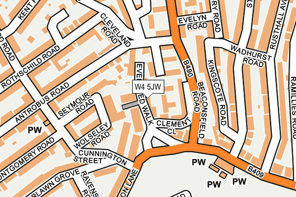 W4 5JW map - OS OpenMap – Local (Ordnance Survey)