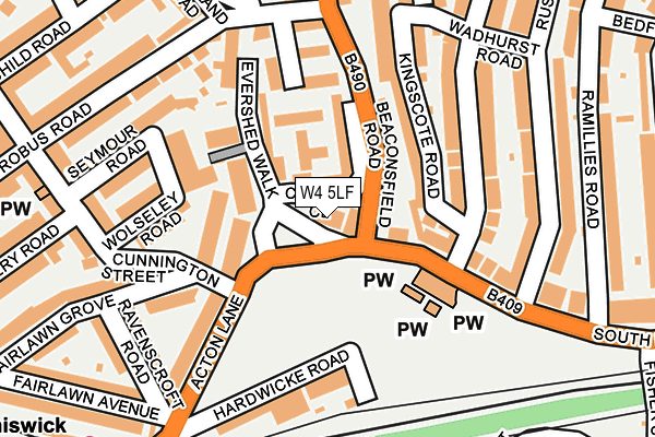 W4 5LF map - OS OpenMap – Local (Ordnance Survey)
