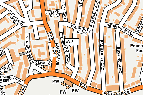 W4 5LL map - OS OpenMap – Local (Ordnance Survey)