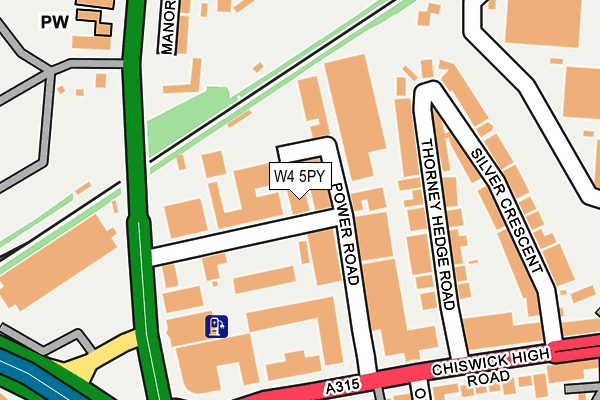 W4 5PY map - OS OpenMap – Local (Ordnance Survey)