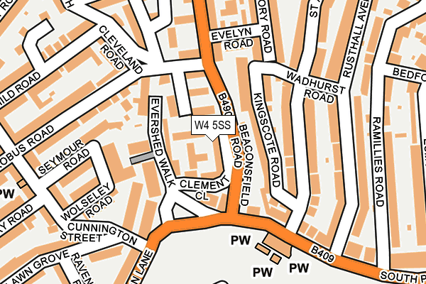 W4 5SS map - OS OpenMap – Local (Ordnance Survey)