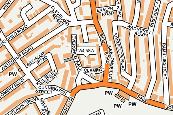 W4 5SW map - OS OpenMap – Local (Ordnance Survey)