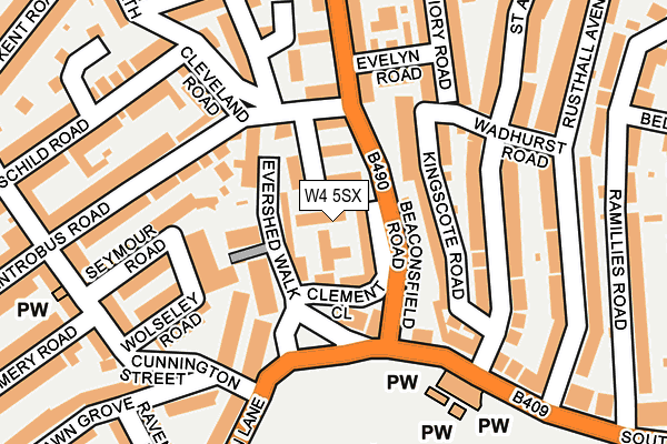 W4 5SX map - OS OpenMap – Local (Ordnance Survey)