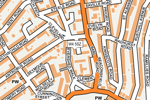 W4 5SZ map - OS OpenMap – Local (Ordnance Survey)